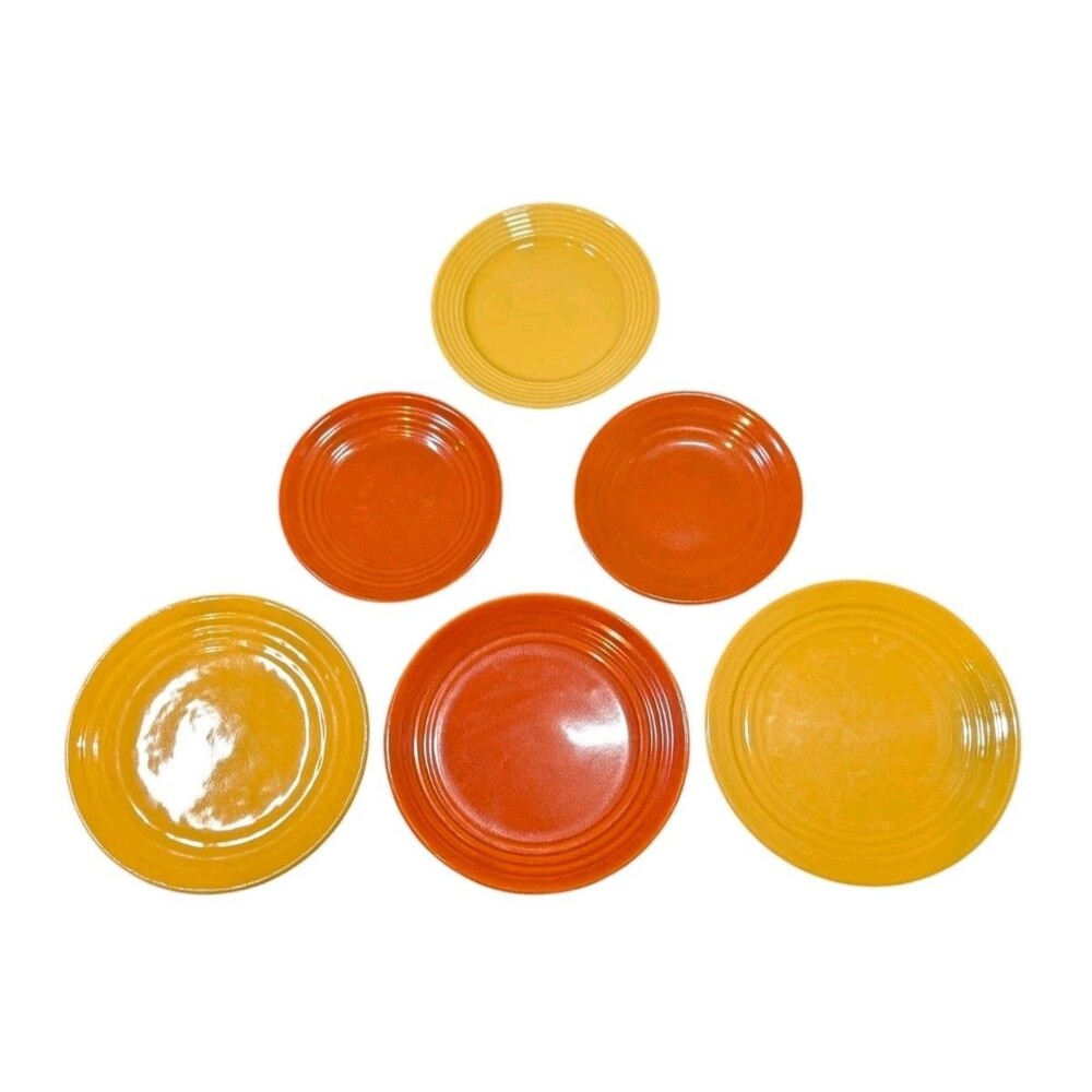 Vintage Bauer Pottery Ringware Bread Plates Saucers Lot 6 Set Mixed Colors Sizes